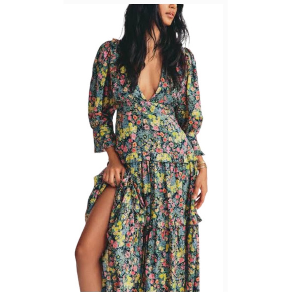 NWOT LOVESHACKFANCY LORENCIA FLORAL TIERED RUFFLE MAXI LONG SLEEVE DRESS SZ 6